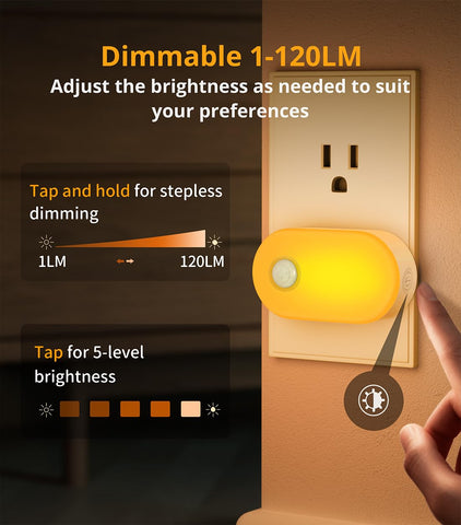 Lyridz Amber Night Light uses motion sensor with 120-degree detection for easy navigation.