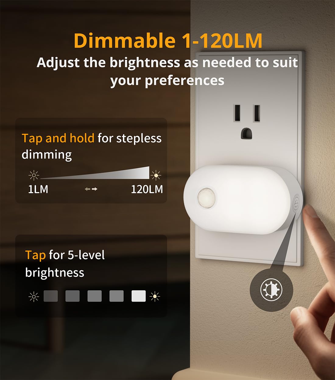 Lyridz cool white LED night light with motion sensor for undisturbed sleep