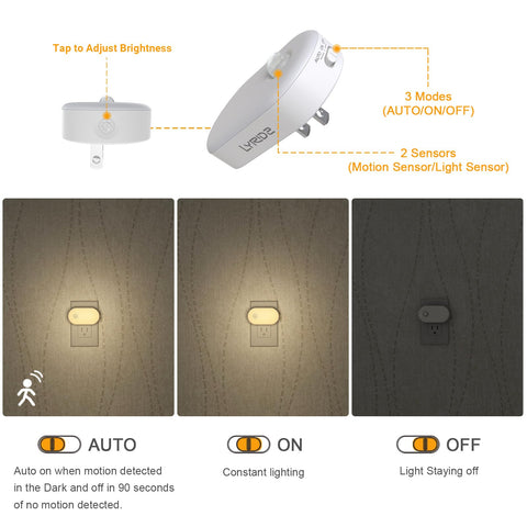 Lyridz motion-sensing night light compact design for outlets.