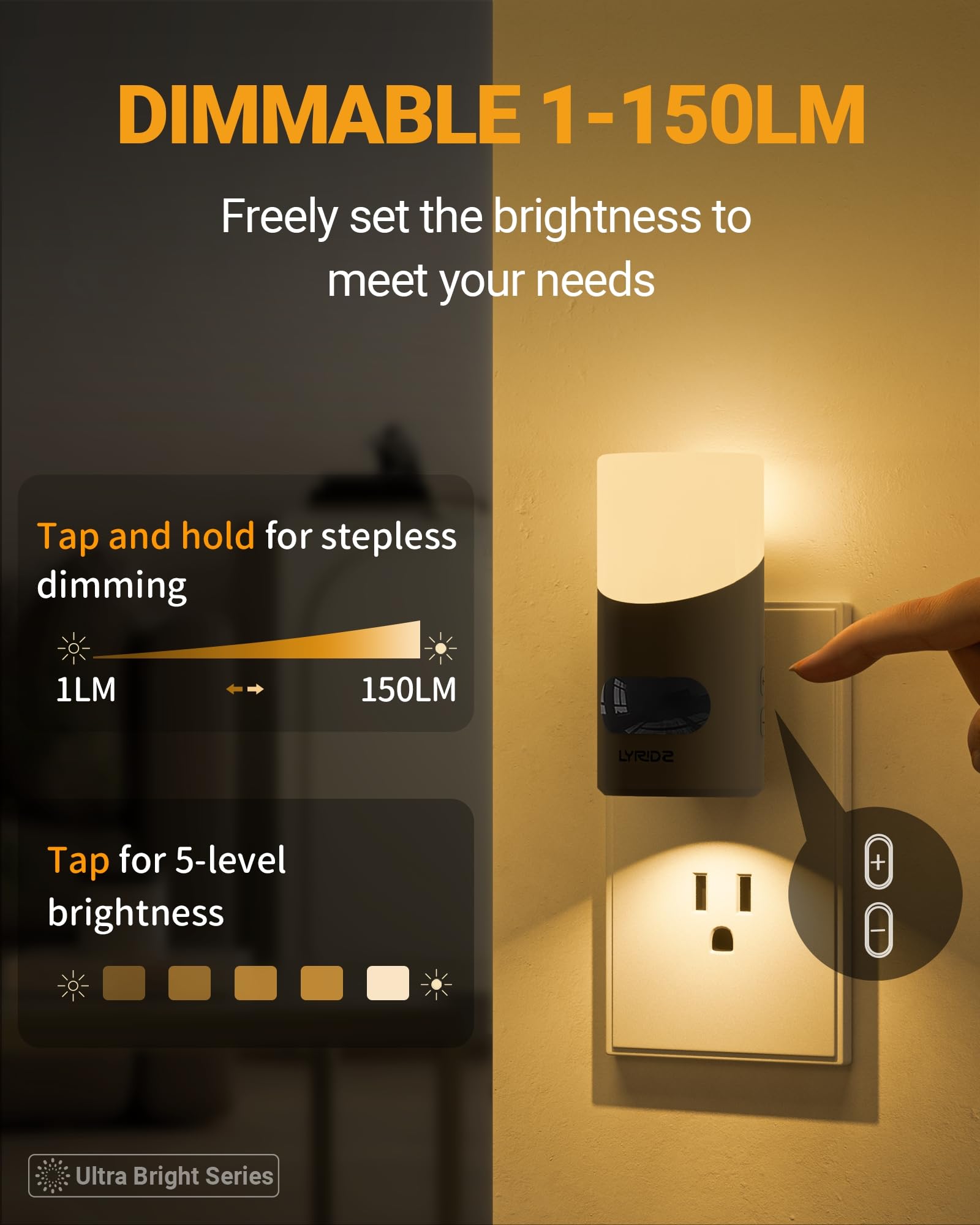 Compact plug-in unit frees the second outlet for other devices.
