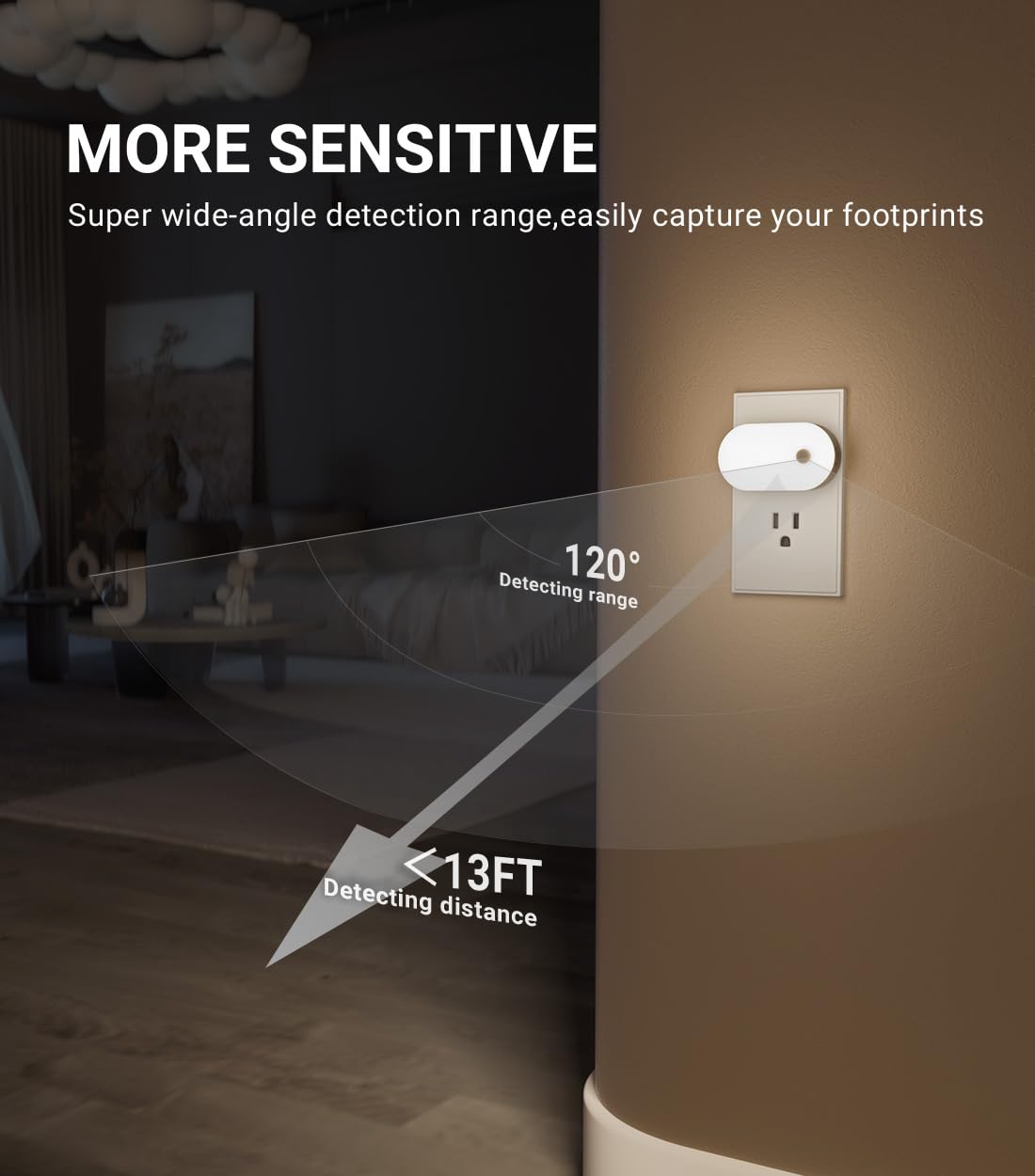 Lyridz night light with warm white glow and dimmable brightness for cozy nights.
