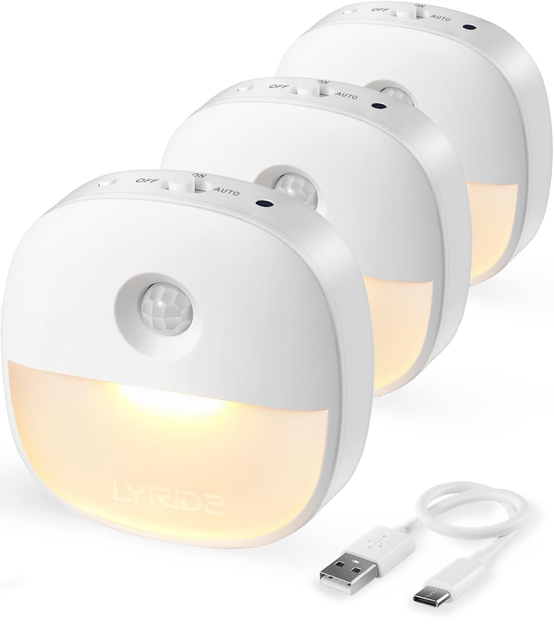Lyridz rechargeable night light in compact form for subtle hallway glow.