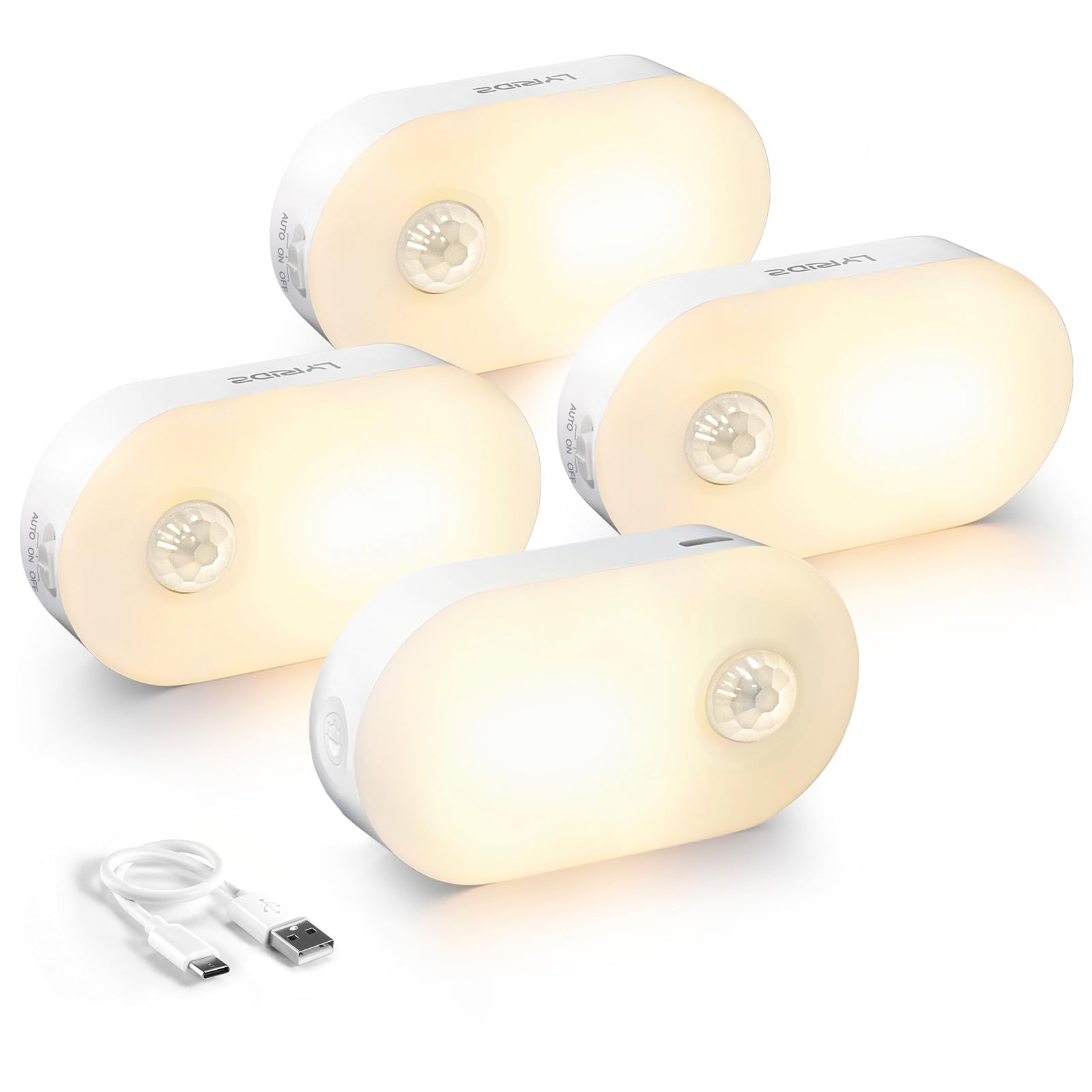 Lyridz rechargeable night light front view showing compact size for tight spaces.