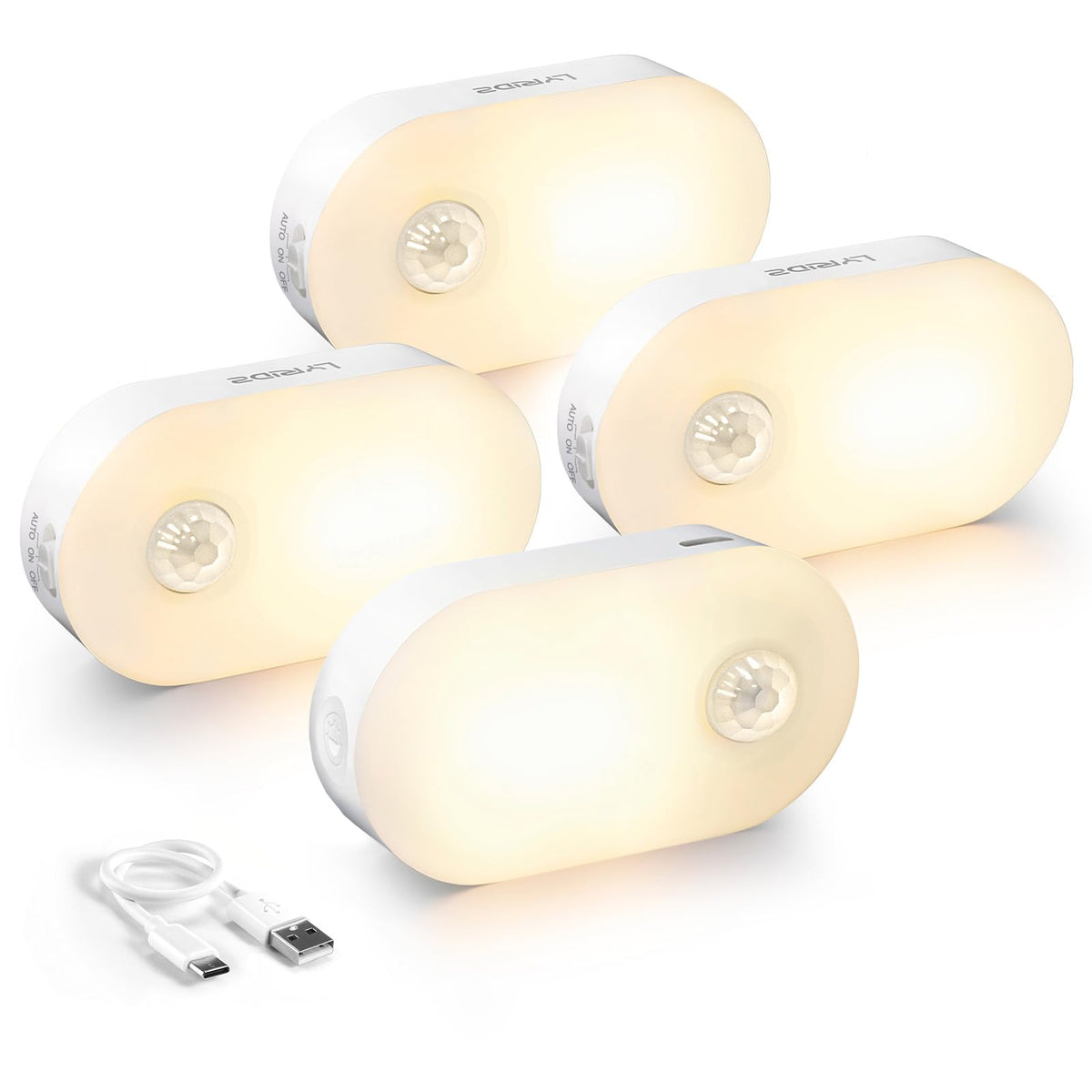 Lyridz rechargeable night light front view showing compact size for tight spaces.