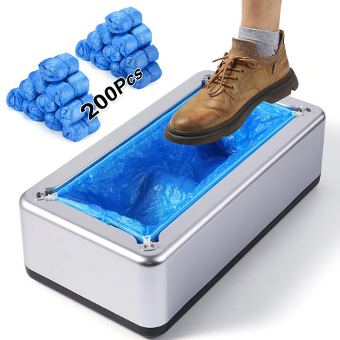 LyshiYi shoe covers dispenser in silver with front view for quick access.