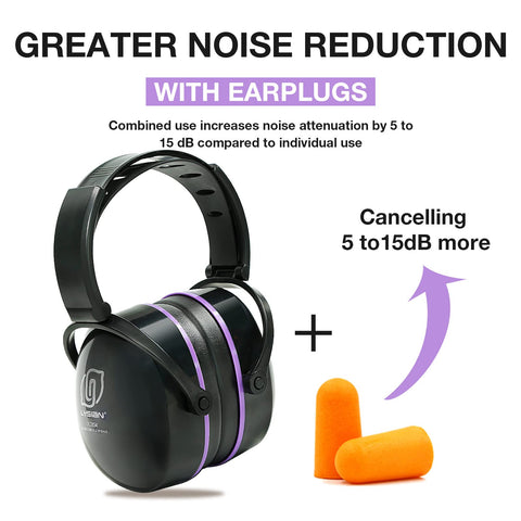 LYSIAN foldable safety ear muffs compact-pouch storage lets you carry easily.