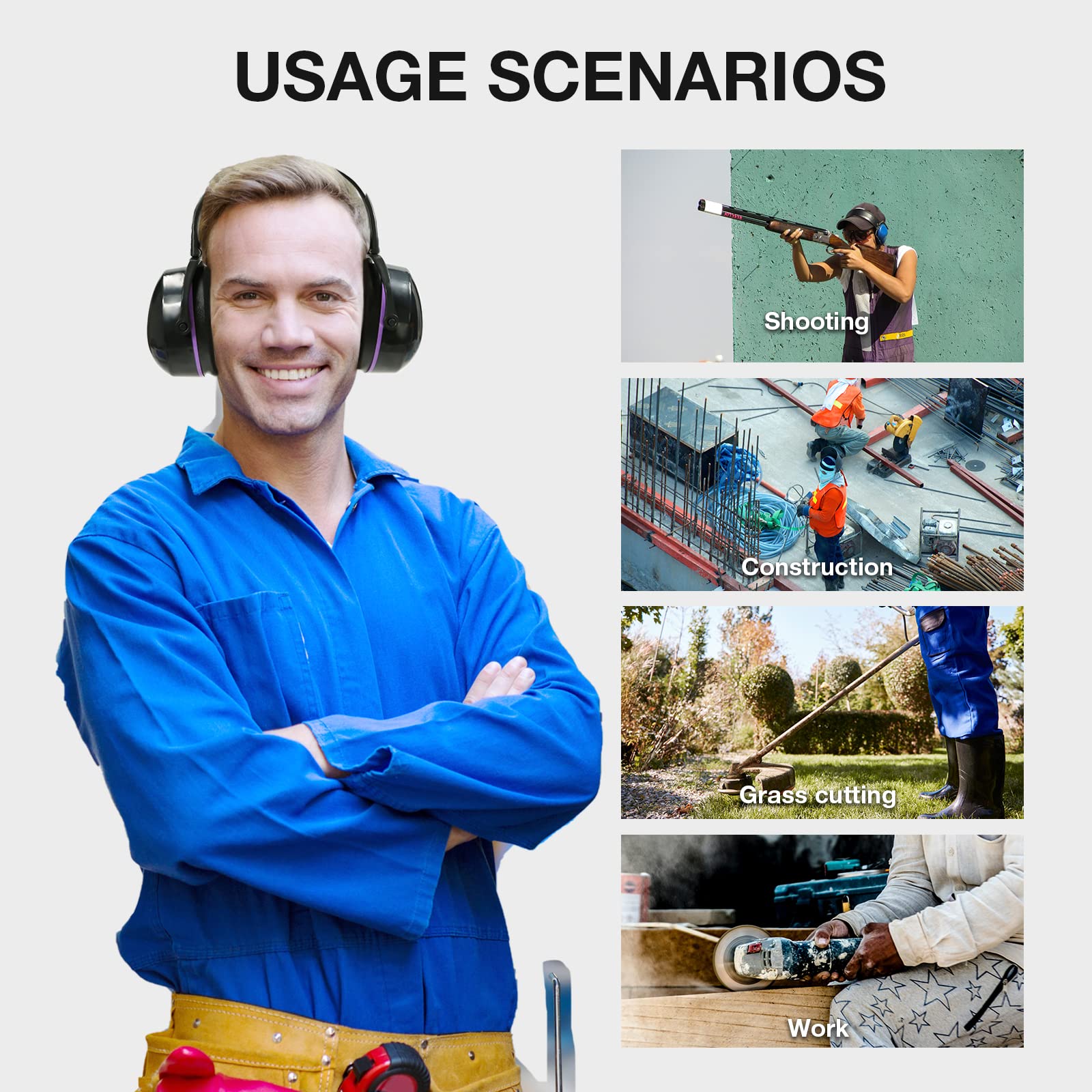 LYSIAN foldable safety ear muffs with earplugs compatibility for extreme-noise environments.