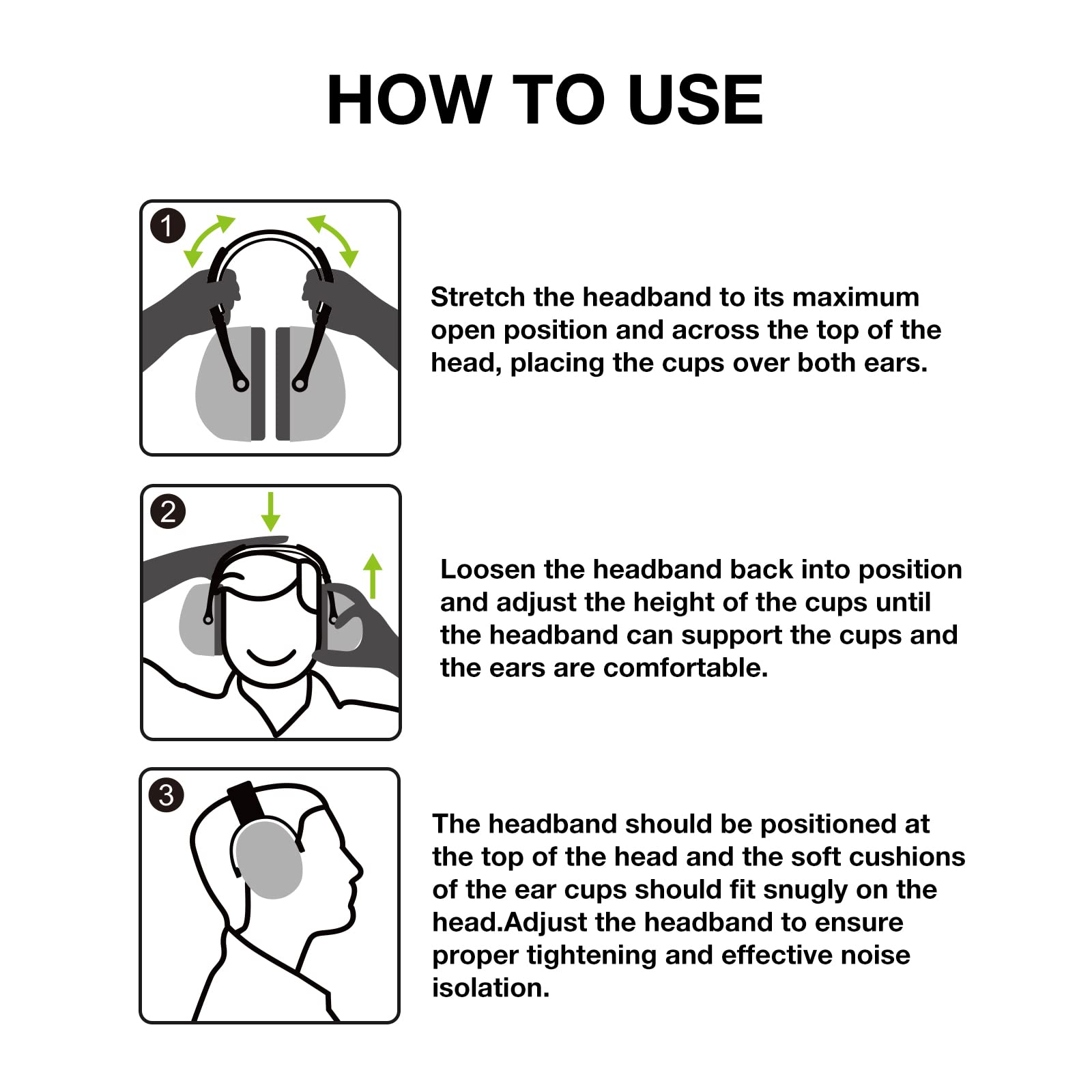 LYSIAN foldable ear muffs suited for work, construction, mowing, shooting, and events.