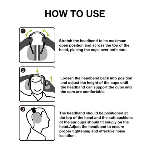 LYSIAN foldable ear muffs suited for work, construction, mowing, shooting, and events.