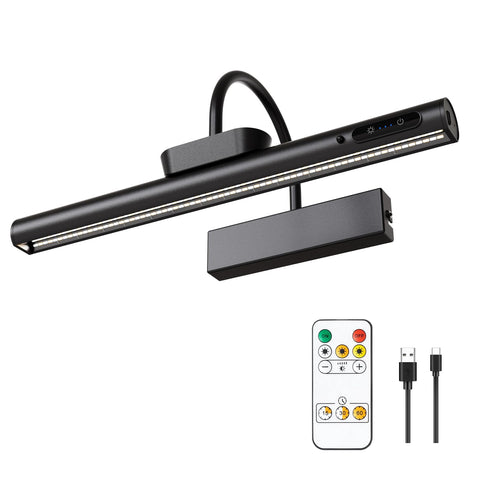 LYTARA dimmable cordless picture light shines on wall art with even color and detail.
