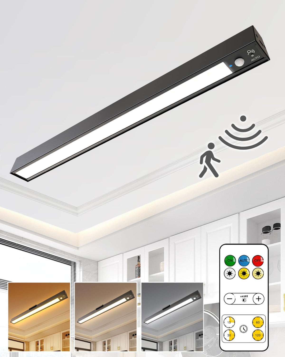LYTARA rechargeable motion sensor ceiling light front view ideal for hands-free closet lighting