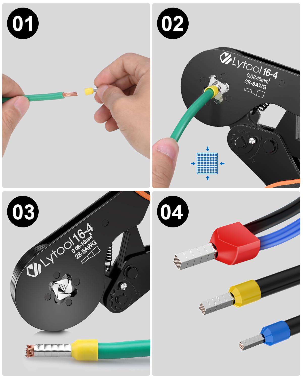 Lytool ferrule size options cover dual and single ferrules for diverse wires.