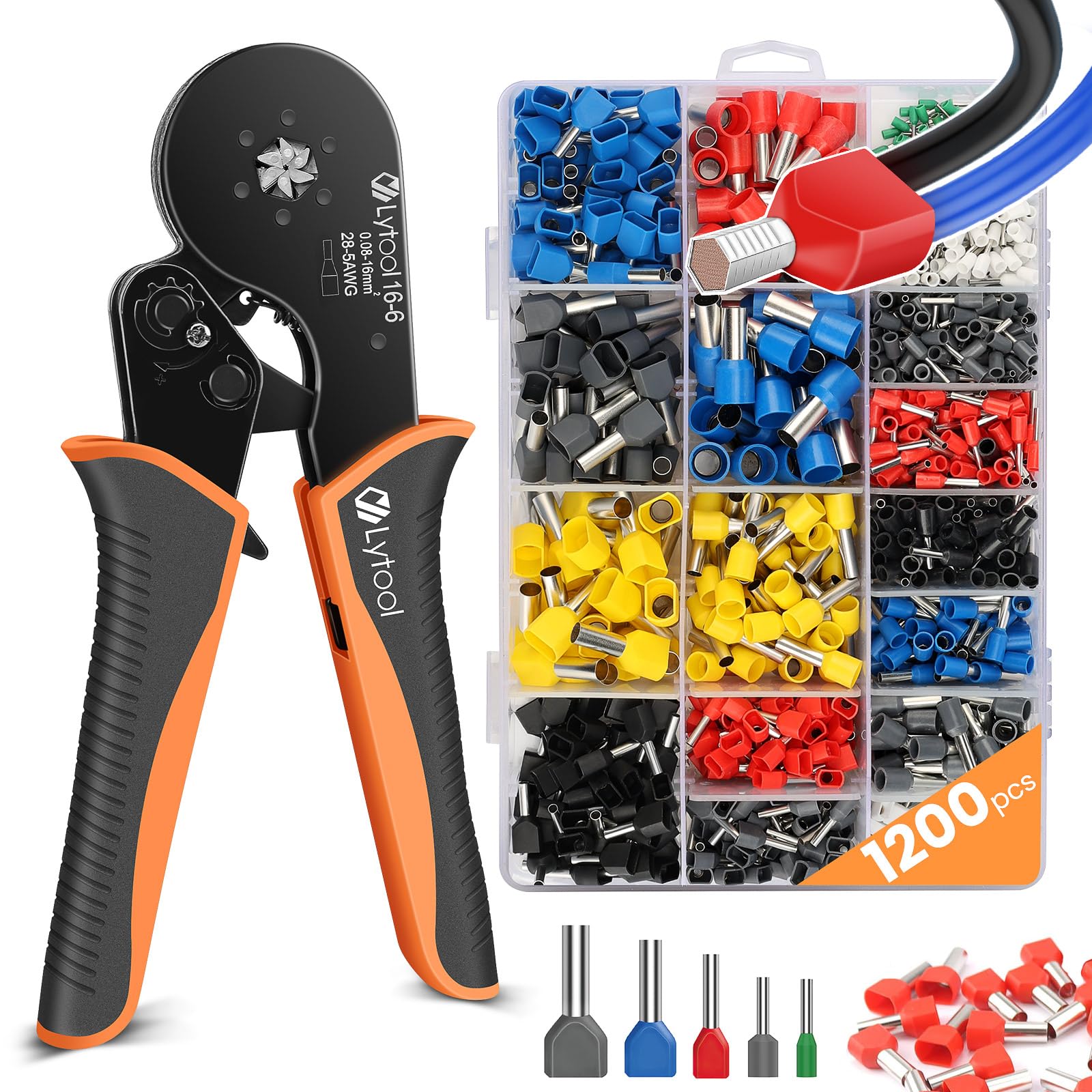 Lytool ferrule crimping tool kit shows hexagonal crimp profile for secure connections