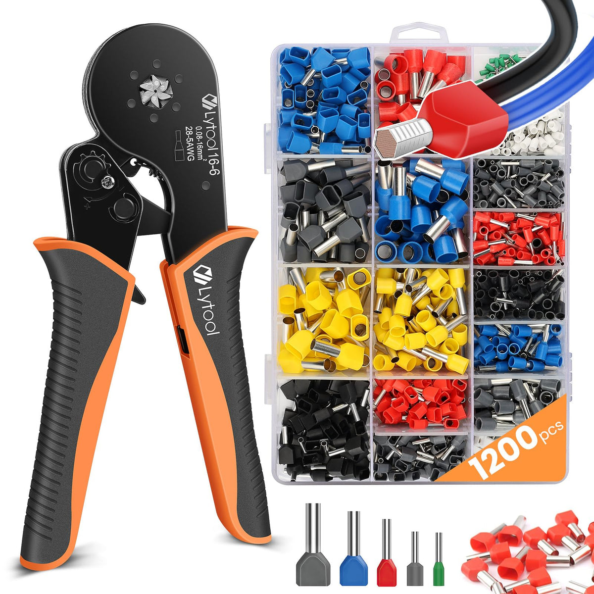 Lytool ferrule crimping tool kit shows hexagonal crimp profile for secure connections