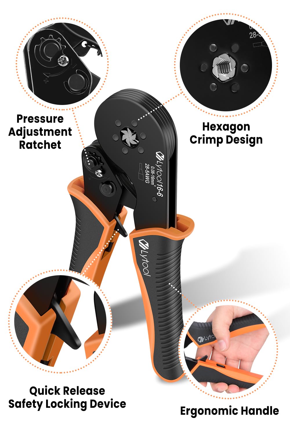 Lytool ferrule crimping tool kit covers 28-5 AWG for versatile wiring tasks
