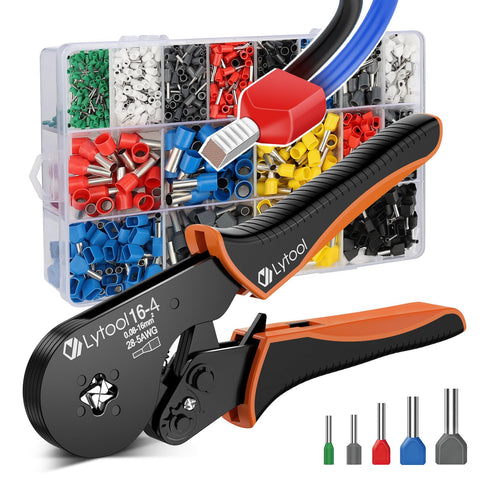 Lytool ferrule crimping tool square jaw close-up for precise crimps in automotive wiring.