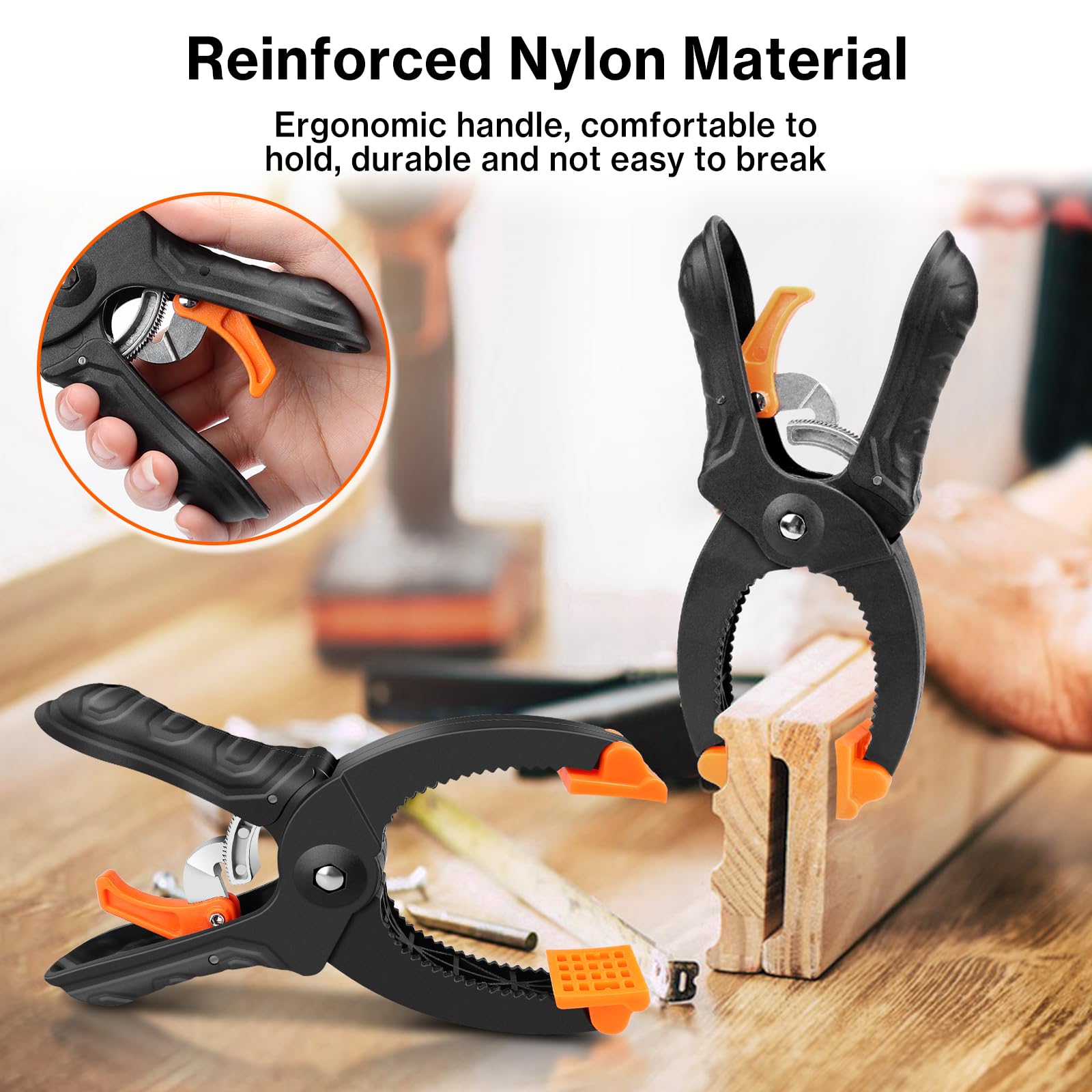 Lytool orange rotatable splint for adjustable contact with delicate surfaces.