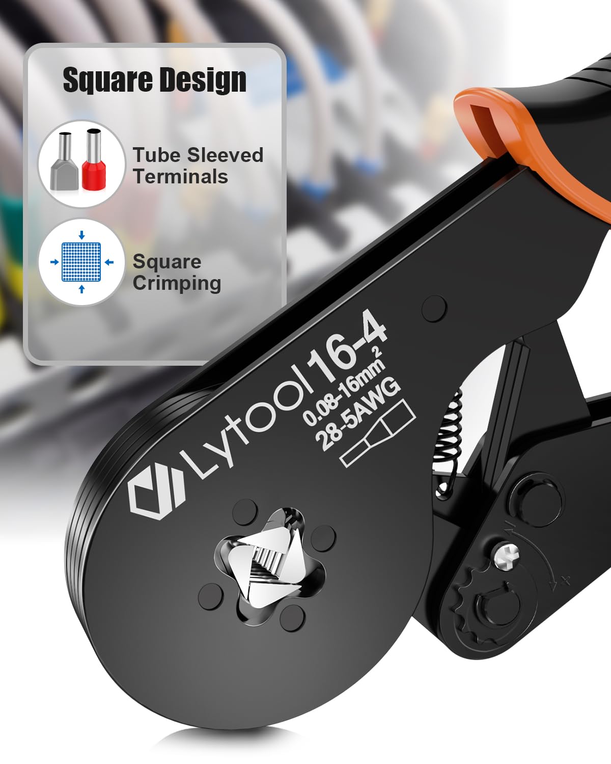 Lytool self-adjusting ratchet delivers consistent compression for secure connections.