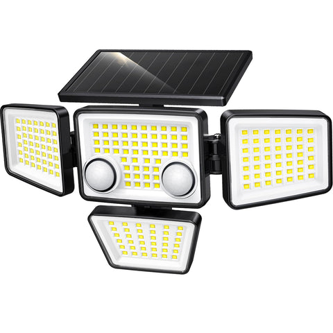 LYWALT solar outdoor lights with motion sensor illuminate entryways at night.
