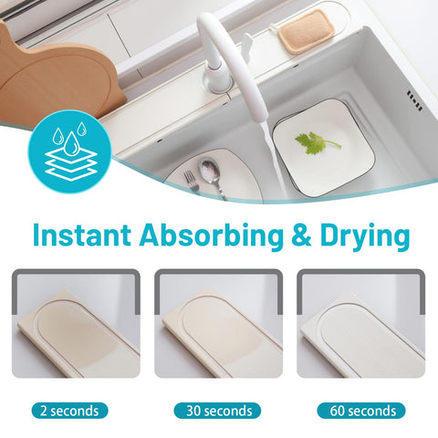 Lyxel faucet mat protects countertops from scratches and stains during daily use