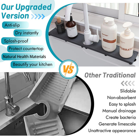 Lyxel faucet mat protects countertops from stains and scratches during use