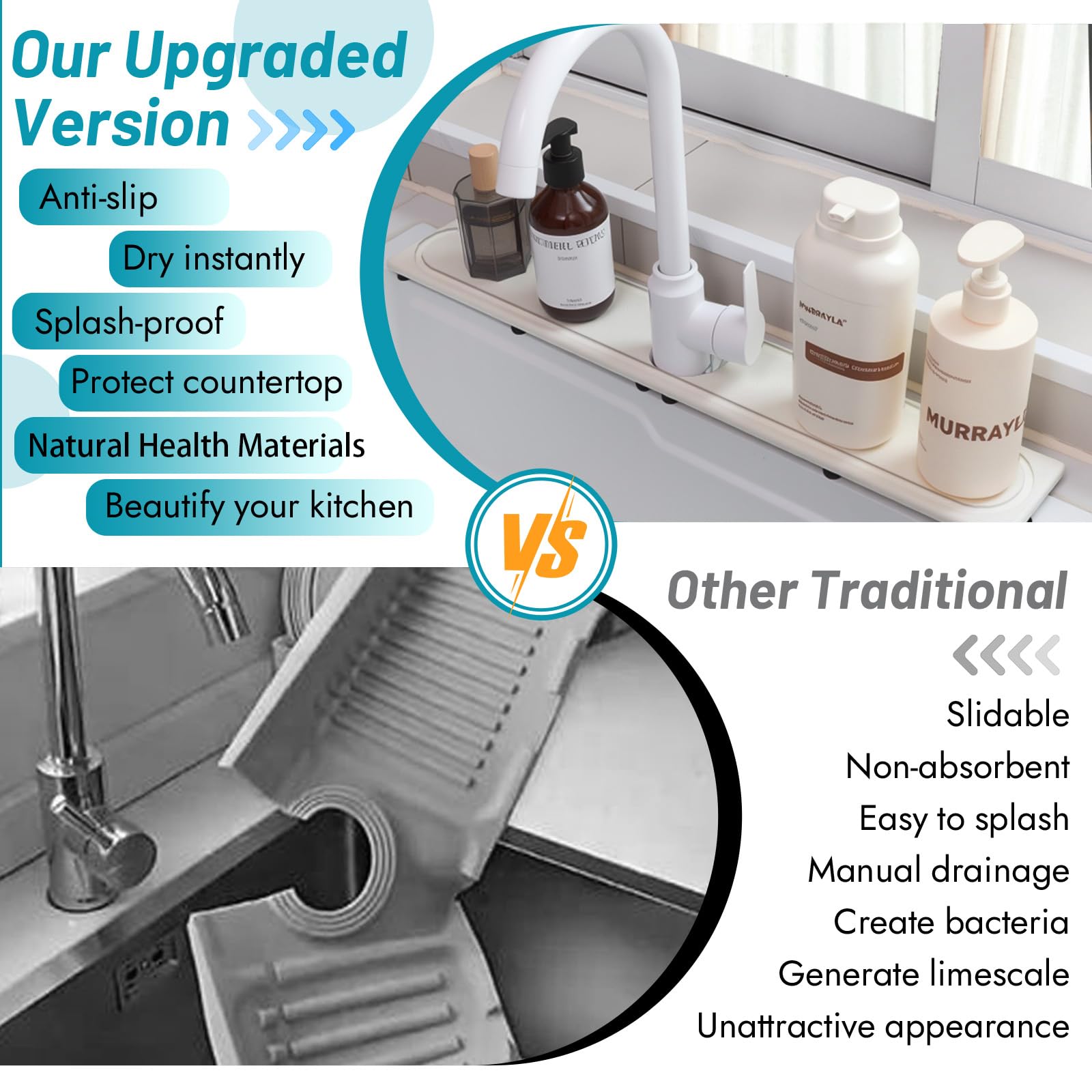 Lyxel faucet mat non-slip feet reduce movement while drying