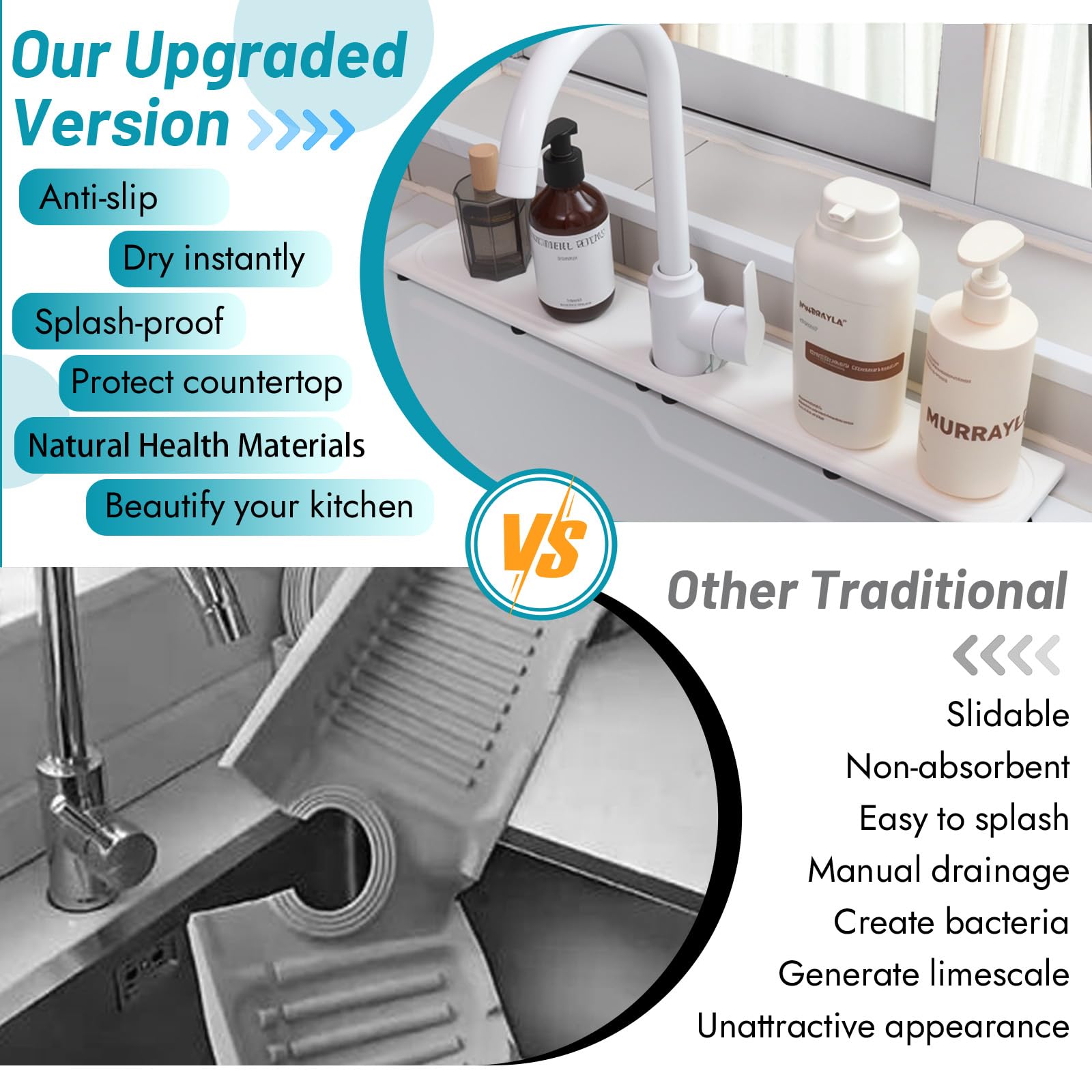 Lyxel Faucet Mat protects countertops from scratches and stains