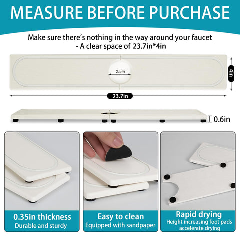 Lyxel faucet mat raised-feet design elevates the surface for better drying