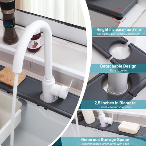 Lyxel faucet mat raised feet design promotes airflow for faster drying