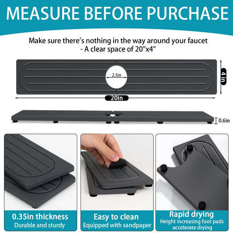Lyxel faucet mat doubles as organizer for soap and sponges.