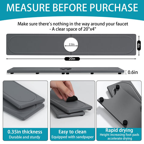 Lyxel faucet mat ventilated surface reduces water pooling around fixtures