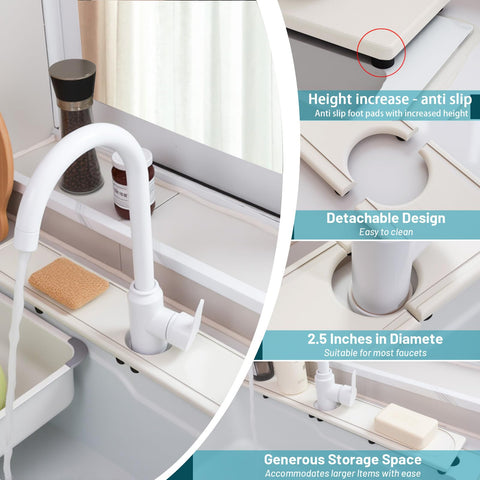 Lyxel faucet mat water-absorption close-up highlighting diatomite efficiency