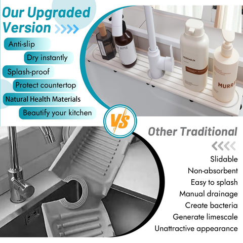 Lyxel sink mat used as organizer for soaps and sponges.