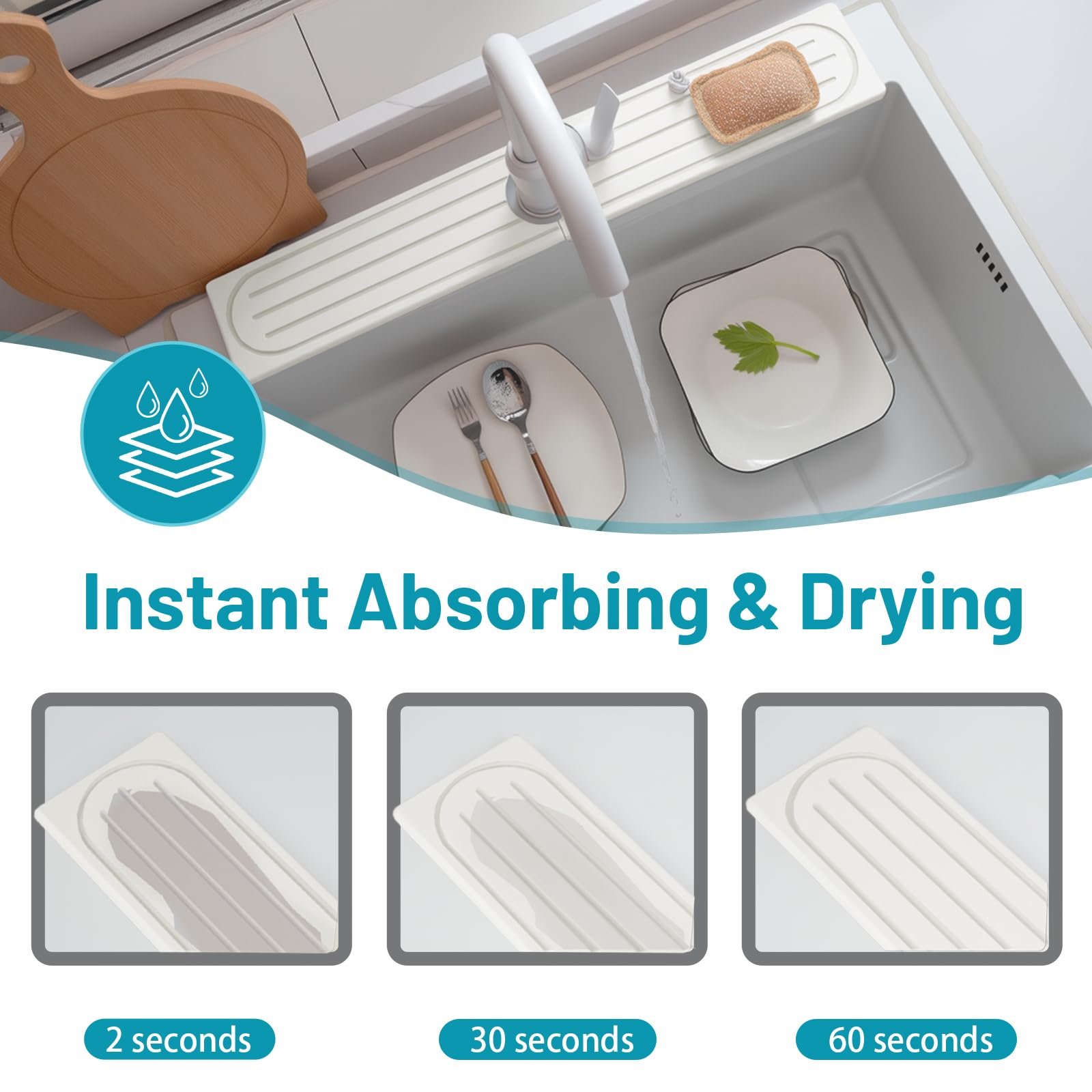 Lyxel sink splash guard demonstrating raised edge protection.
