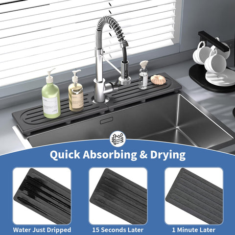 Natural diatom mud material ensures rapid water absorption around the faucet.