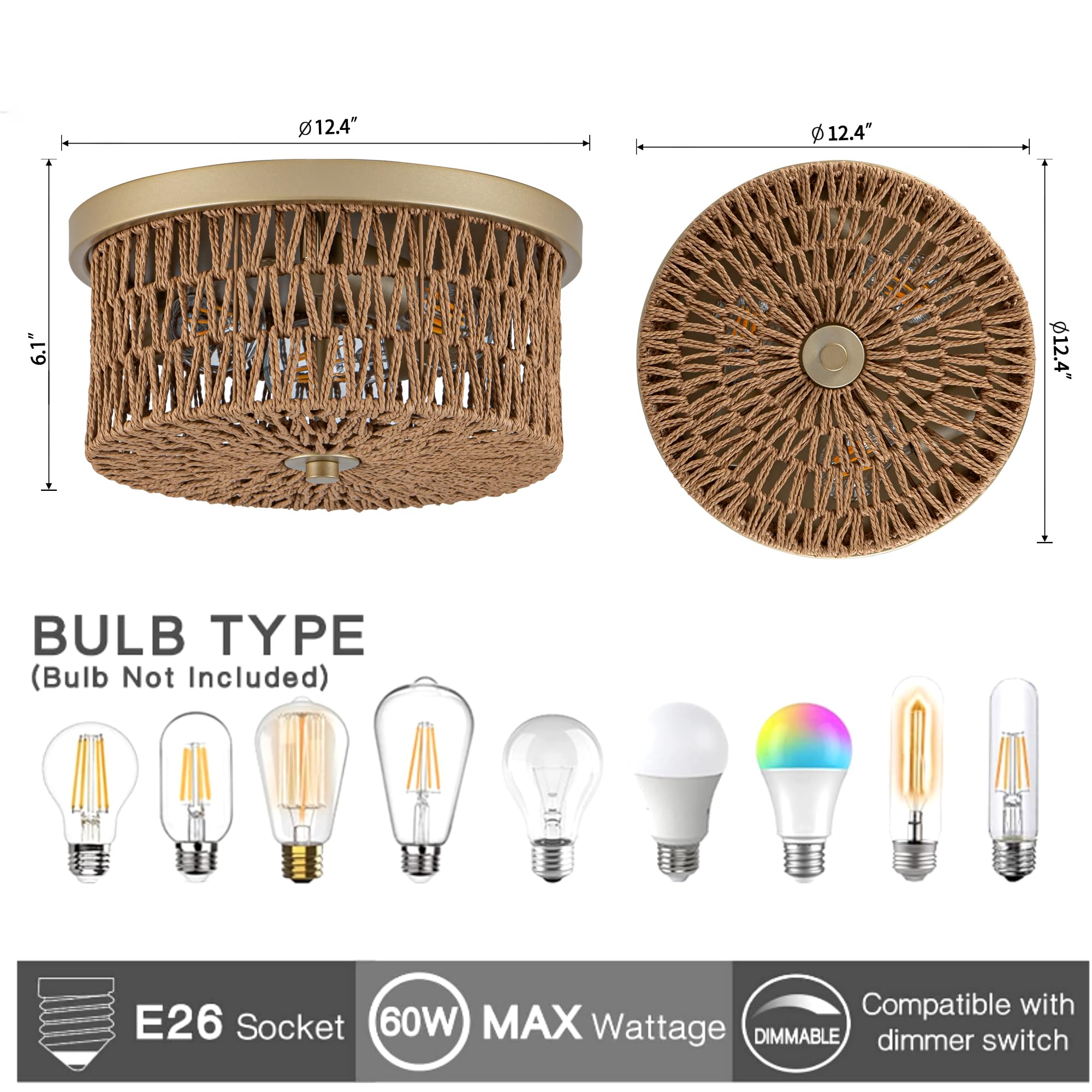 Lzglyptics rattan 3-light design provides brighter overall illumination