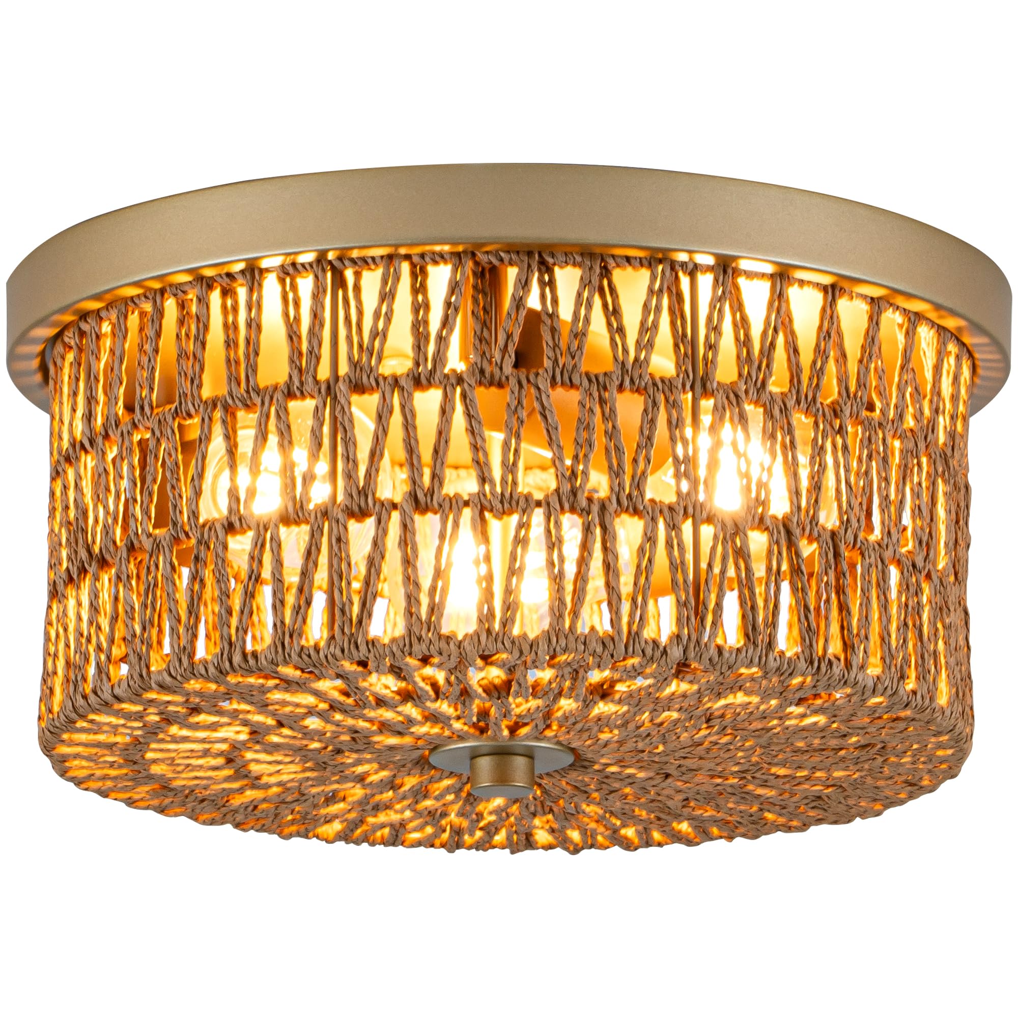Lzglyptics rattan ceiling light close-up showing handwoven texture for warm ambience