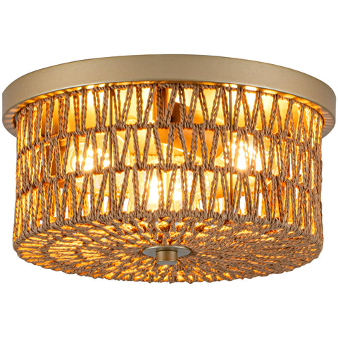 Lzglyptics rattan ceiling light close-up showing handwoven texture for warm ambience