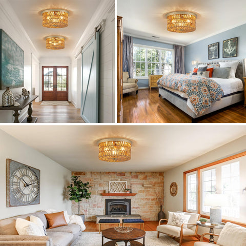 Lzglyptics rattan flush mount installation demonstrates quick setup