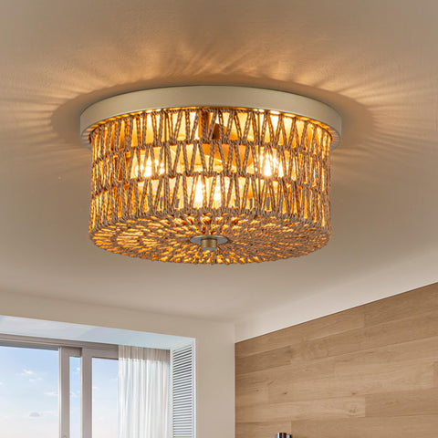 Lzglyptics rattan shade weave pattern highlights cozy boho and coastal decor