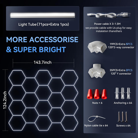 LZHOME hexagon light installation parts spread with accessories