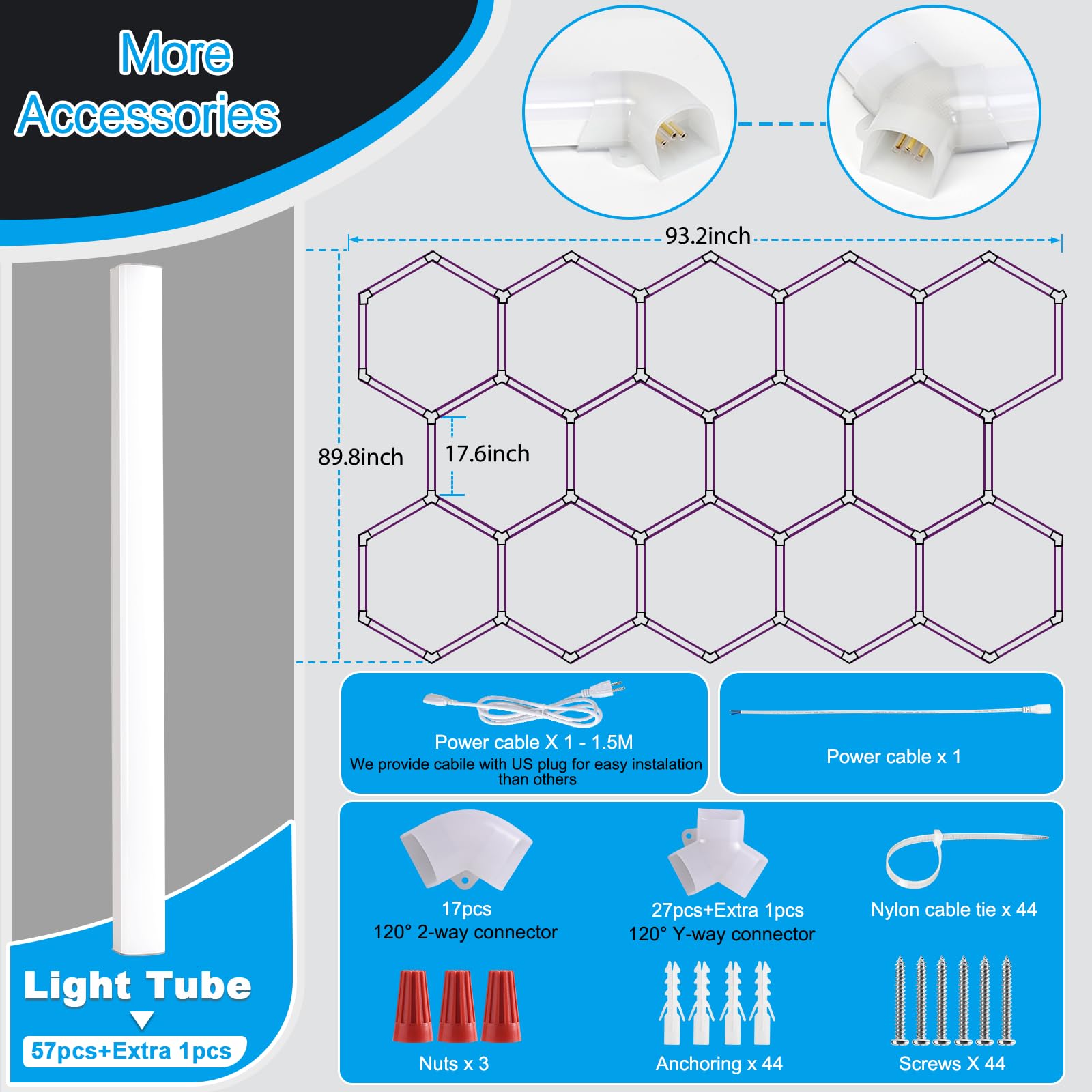 LZHOME hexagon light accessories included for flexible setup options.