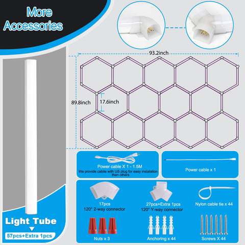 LZHOME hexagon light accessories included for flexible setup options.