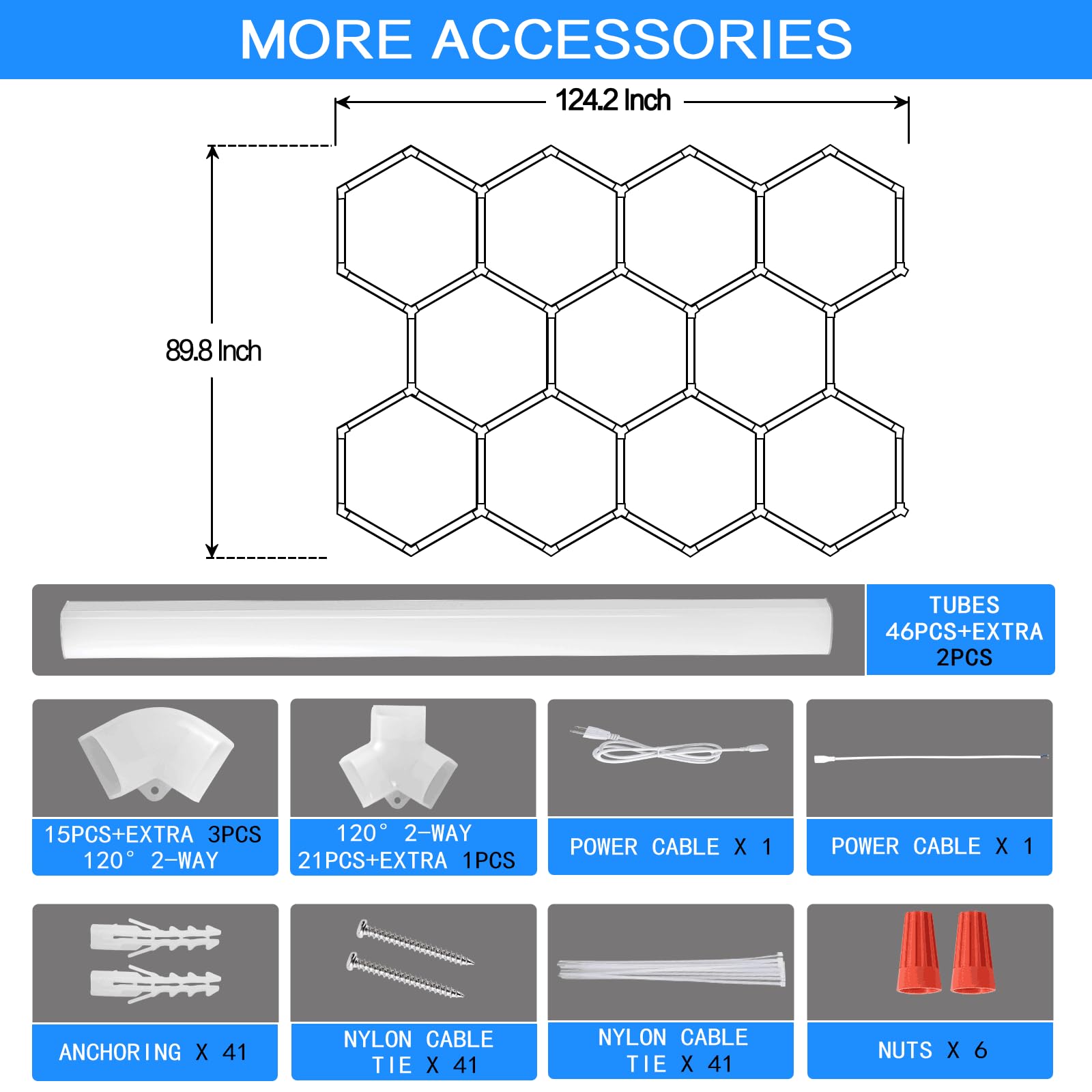 LZHOME hexagon light long lifespan over 50,000 hours.