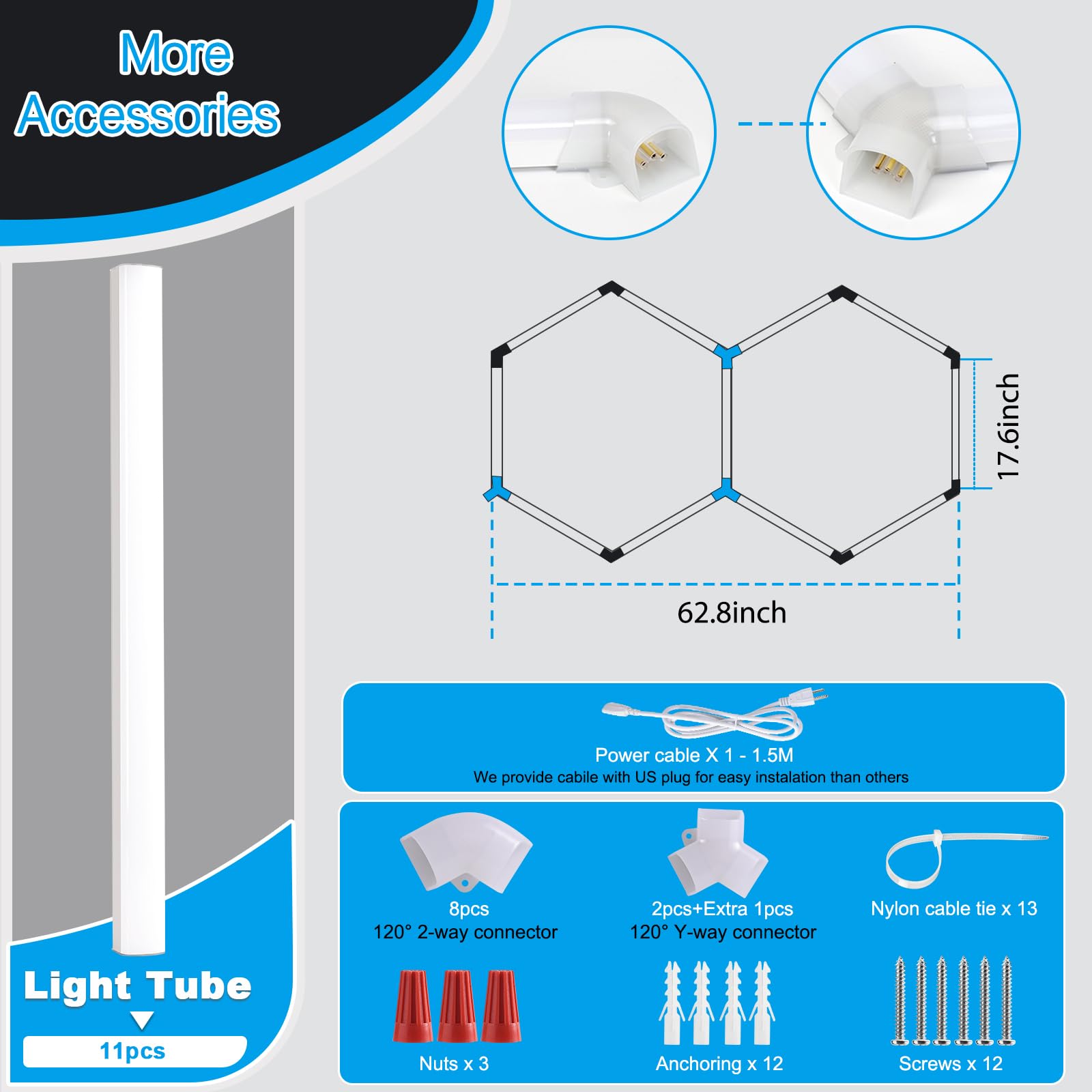 LZHOME hexagon light long lifespan over 50,000 hours reducing maintenance.