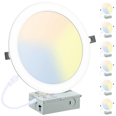 LZHOME six-pack 8 inch LED downlights for even living room illumination.
