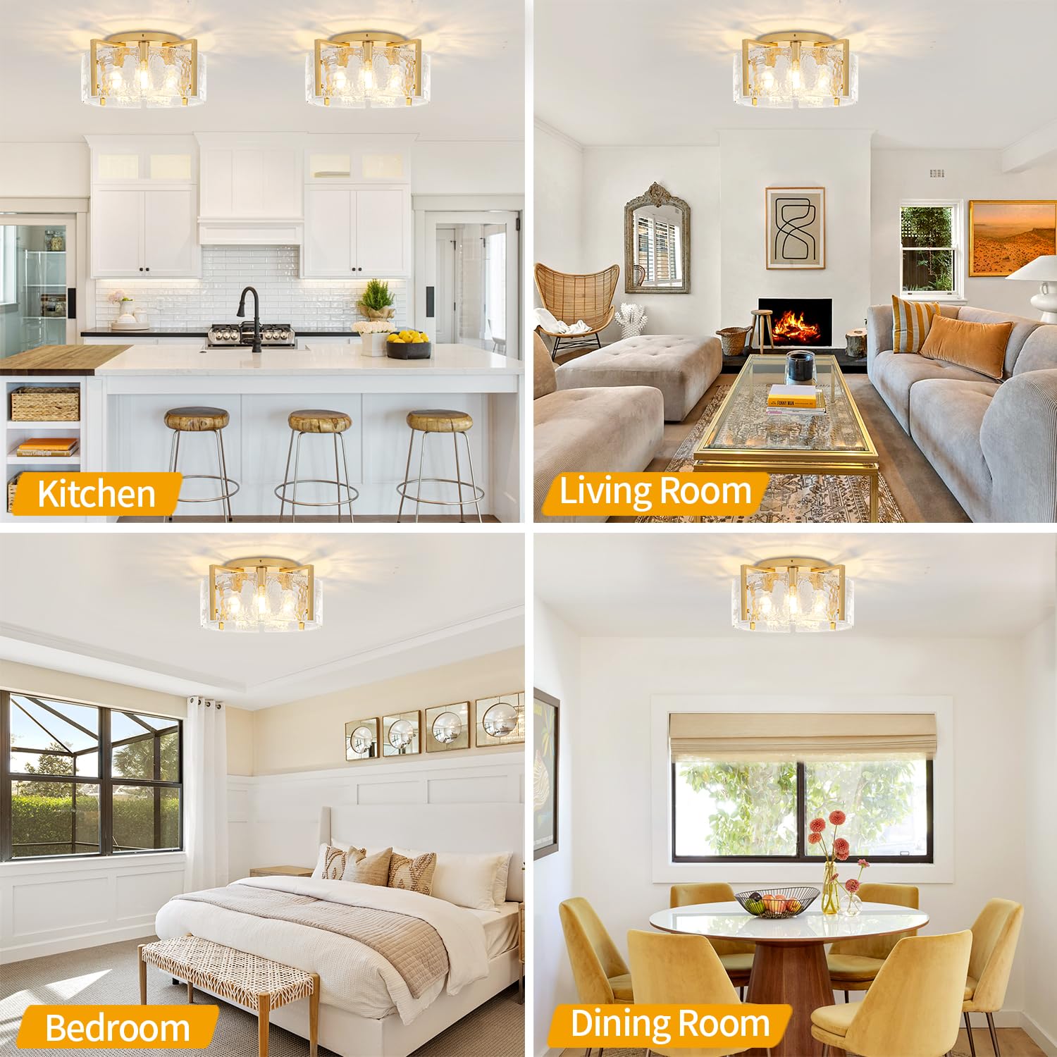 LZLDCJ 4-light glass drum shade close-up shows soft, glare-free ambience.