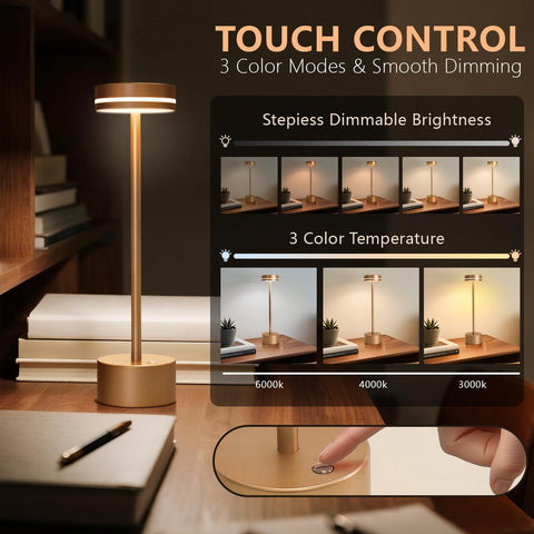 LZXYUYU cordless table lamp 5000mAh battery for long use.