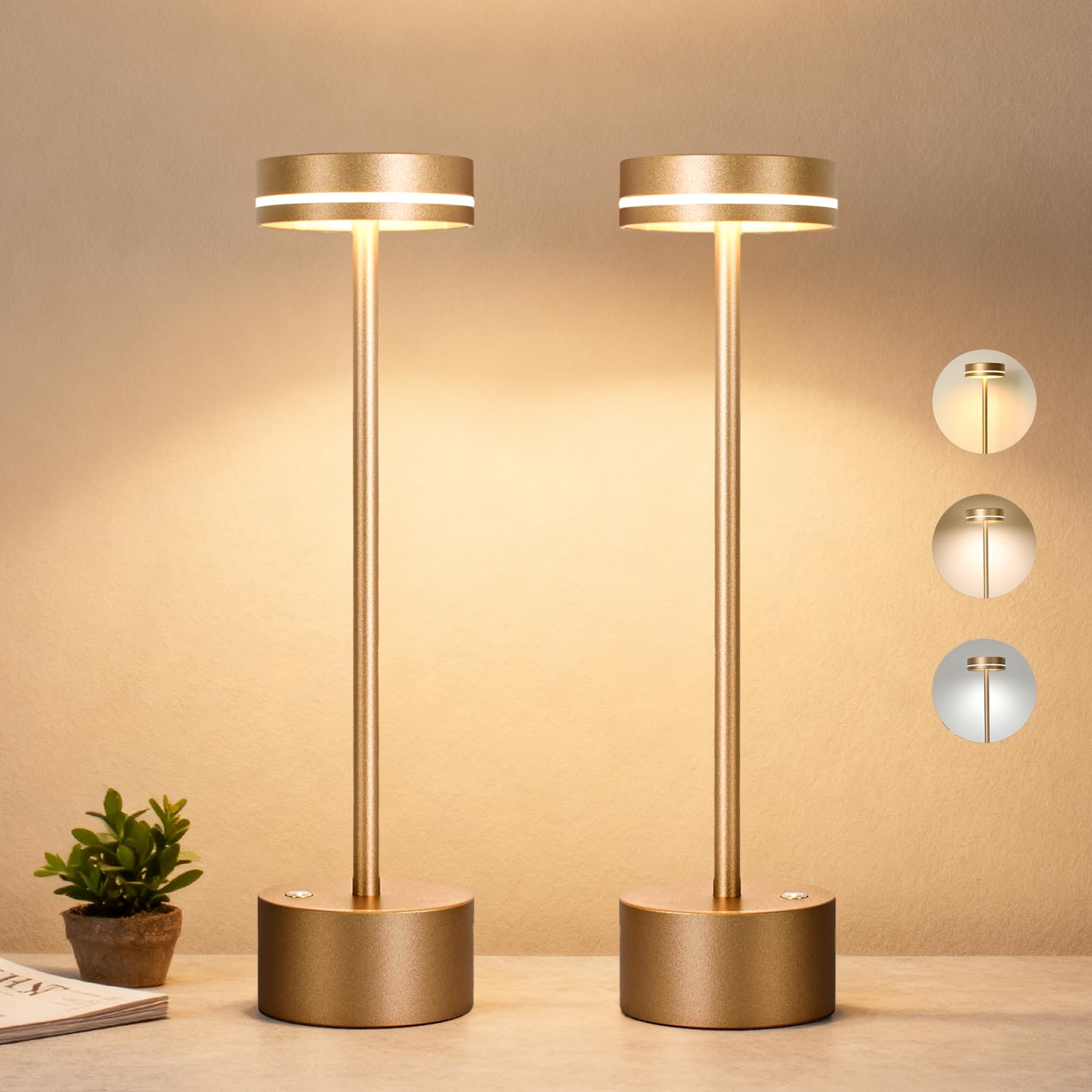LZXYUYU cordless table lamp aluminum-base for stable, stylish indoor lighting.