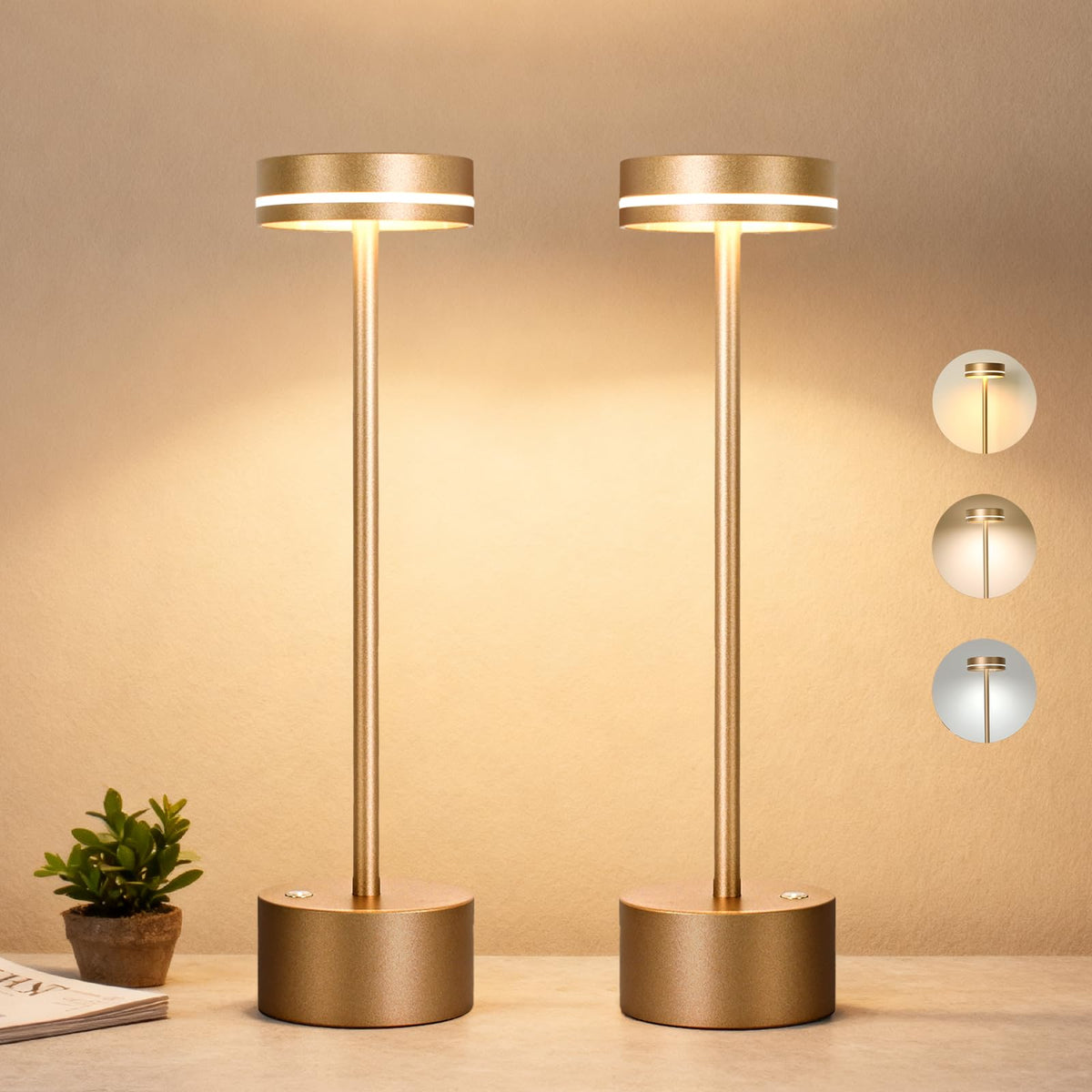 LZXYUYU cordless table lamp aluminum-base for stable, stylish indoor lighting.